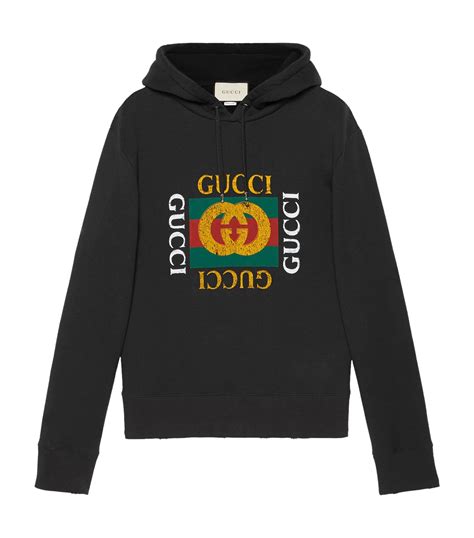 gucci vintage distressed logo hoodie|farfetch gucci hoodie.